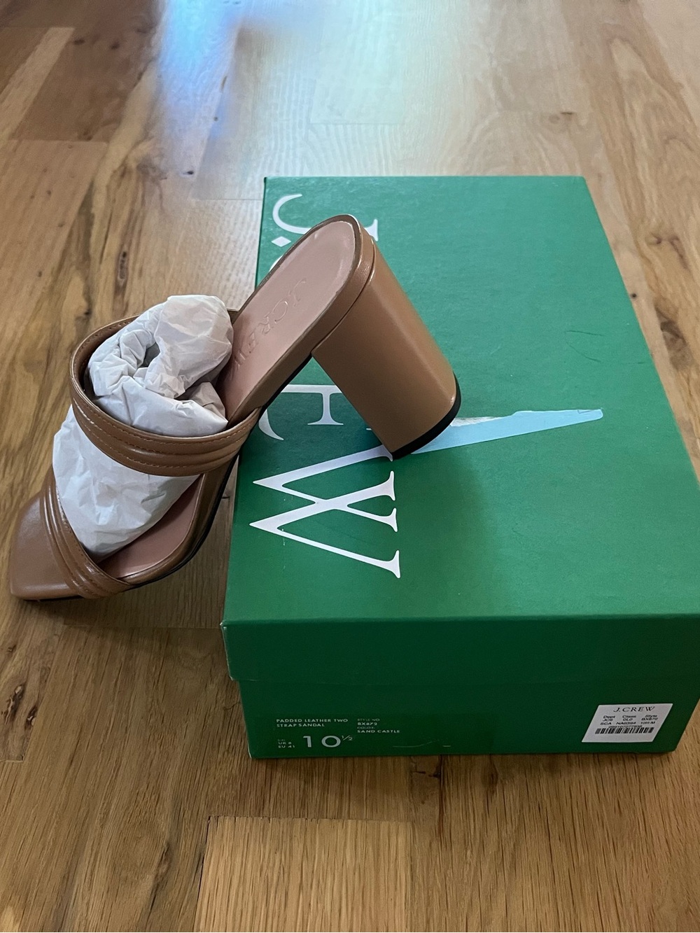 J. Crew Tan Leather Block Heel Mules
